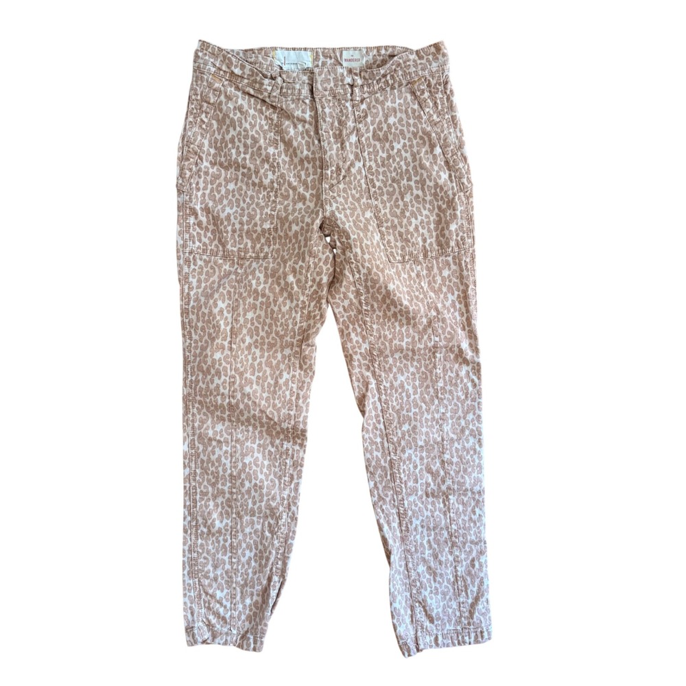 Anthropologie The Wanderer Leopard Print Utility Pants Tan White Size 27